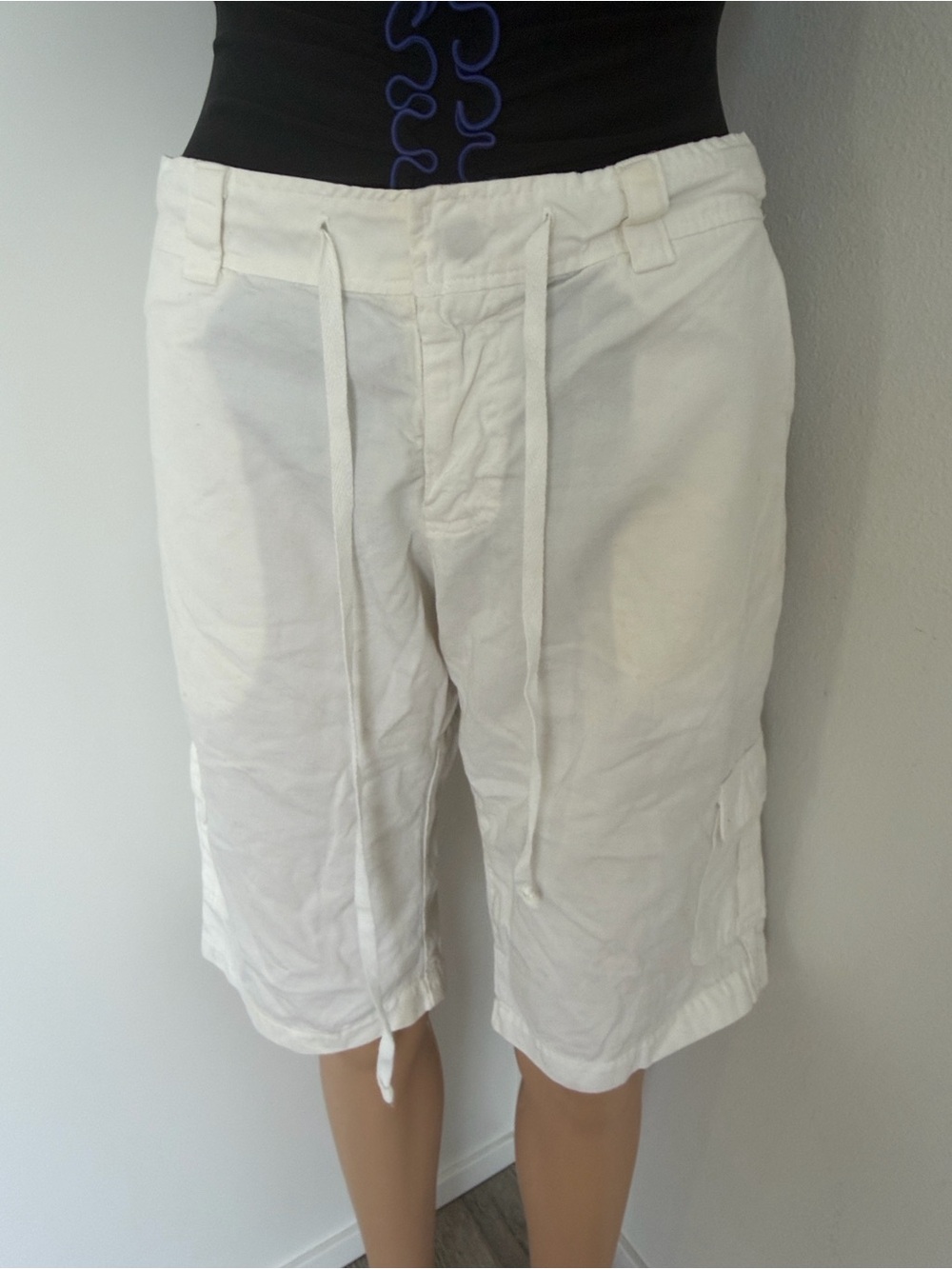 Allen Allen White Cargo Drawstring Shorts